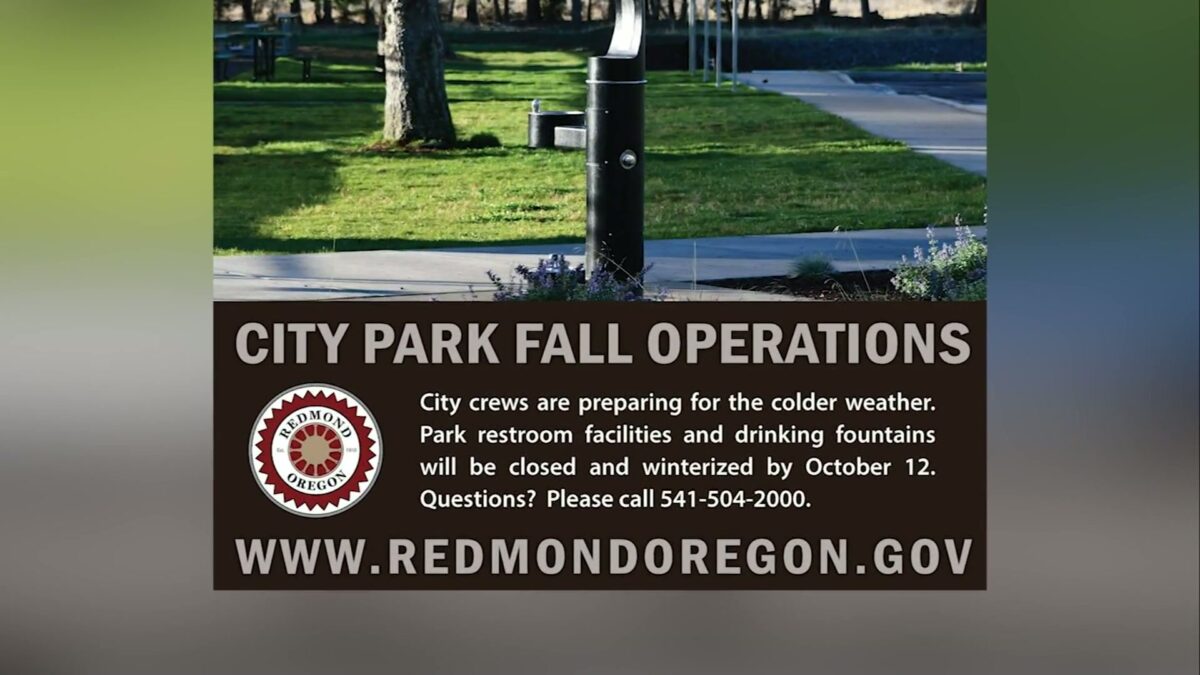 Redmond city park restrooms and drinking fountains will close October 12