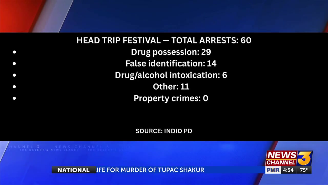 60 people arrested during Head Trip music festival