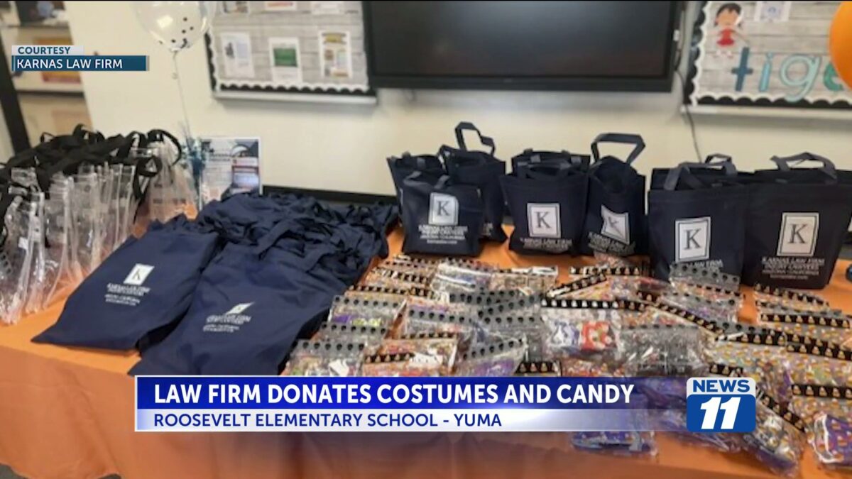 Karnas Law Firm donates costumes and candy to Yuma elementary school students