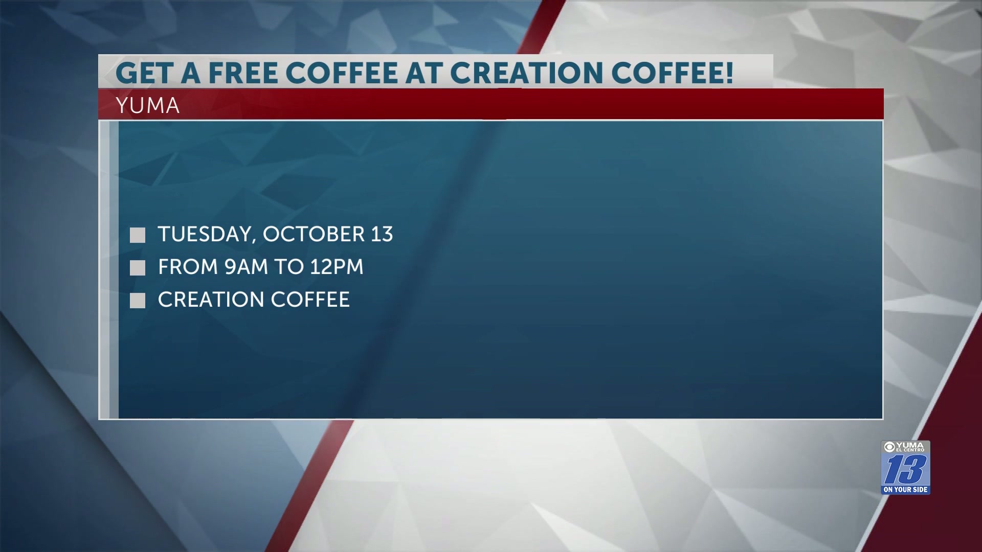 OneAZ Credit Union to host free coffee event at Creation Coffee